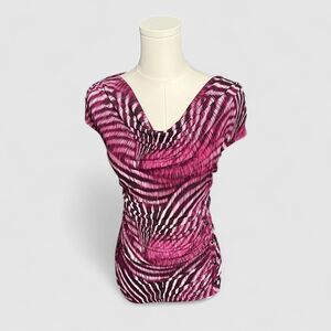 Worthington Purple Zebra Print Cowl Neck Top
